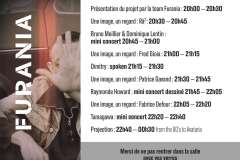 Programme de la salle 1  - présentation du projet, interventions des photographes, set musicaux et projections "from the 80's to AVATARIA"